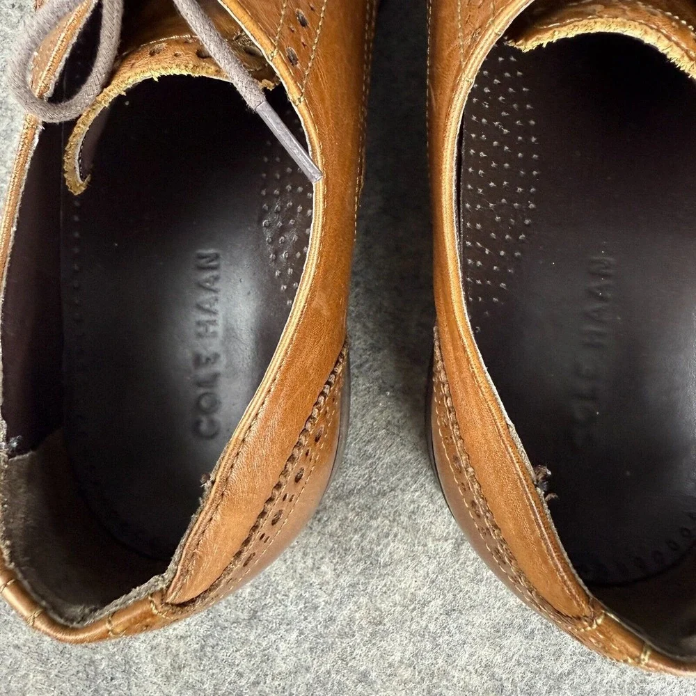 COLE‎ HAAN Size 9.5 BENTON Brown Wingtip Oxford Dress Shoes